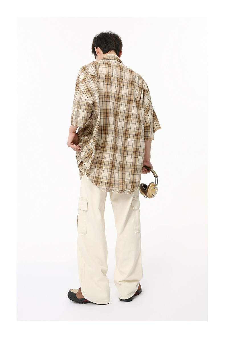 MTLCLOTHES男装|2024夏款新品 小众趣味复古卡通印花格子衬衫休闲详情10
