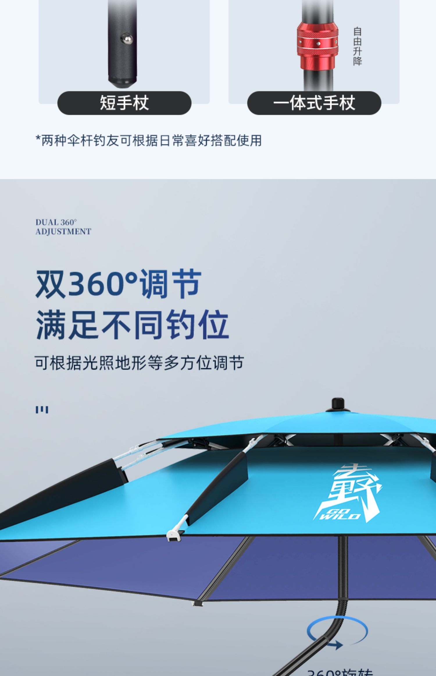 渔之源2022年新款钓鱼伞大钓伞拐杖手杖多向雨伞防暴雨户外遮阳伞详情9