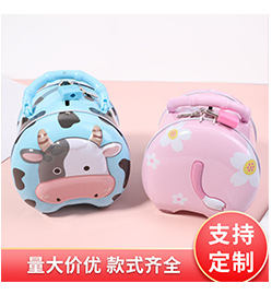 S-91 Cartoon train piggy Bank with lock, multi-functional desktop decoration, time display piggy bank, Little Pig Kuromi style hot search pic 10