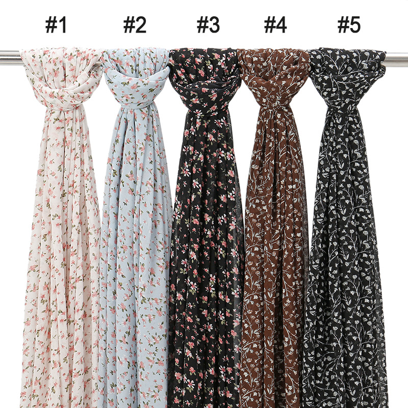 马来西亚新款女士包头长巾小碎花珍珠雪纺防晒披肩穆斯林包头纱巾详情13