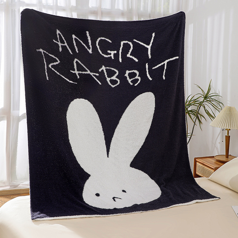 美式万圣节节日幽灵图案盖毯半边绒针织提花毯子保暖加厚毛毯批发详情4