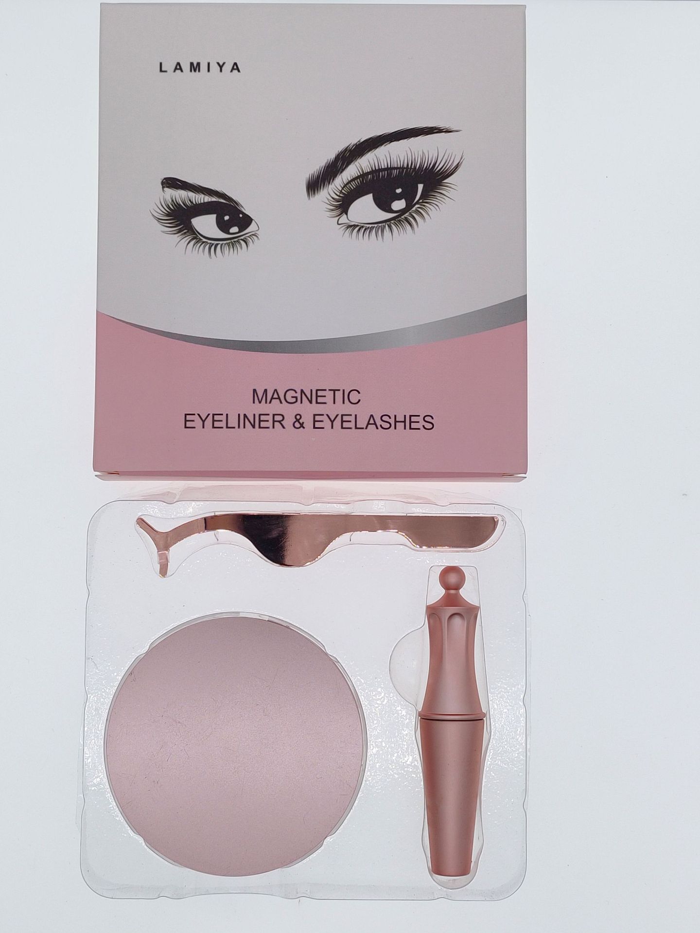 Magnetic eyeliner liquid set with tweezers, glue-free magnetic new natural quantum magnet false eyelashes pic 3
