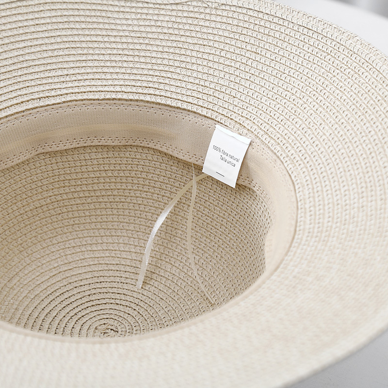 Sombrero de playa de encaje francés con correa de cola grande sombrero de playa paseo marítimo sombrero de paja mujer protección solar versátil moda strass sombrero de pescador pic 14