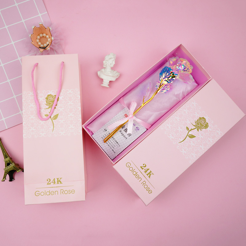 情人节24K彩金金箔玫瑰康乃馨 圣诞节玫瑰带礼盒活动赠品批发母亲节礼品详情9