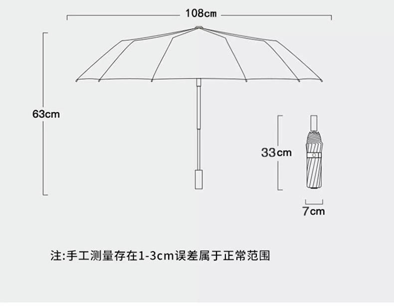 24骨雨伞全自动黑胶遮阳防晒太阳伞男大号折叠晴雨伞定制 自动伞详情29