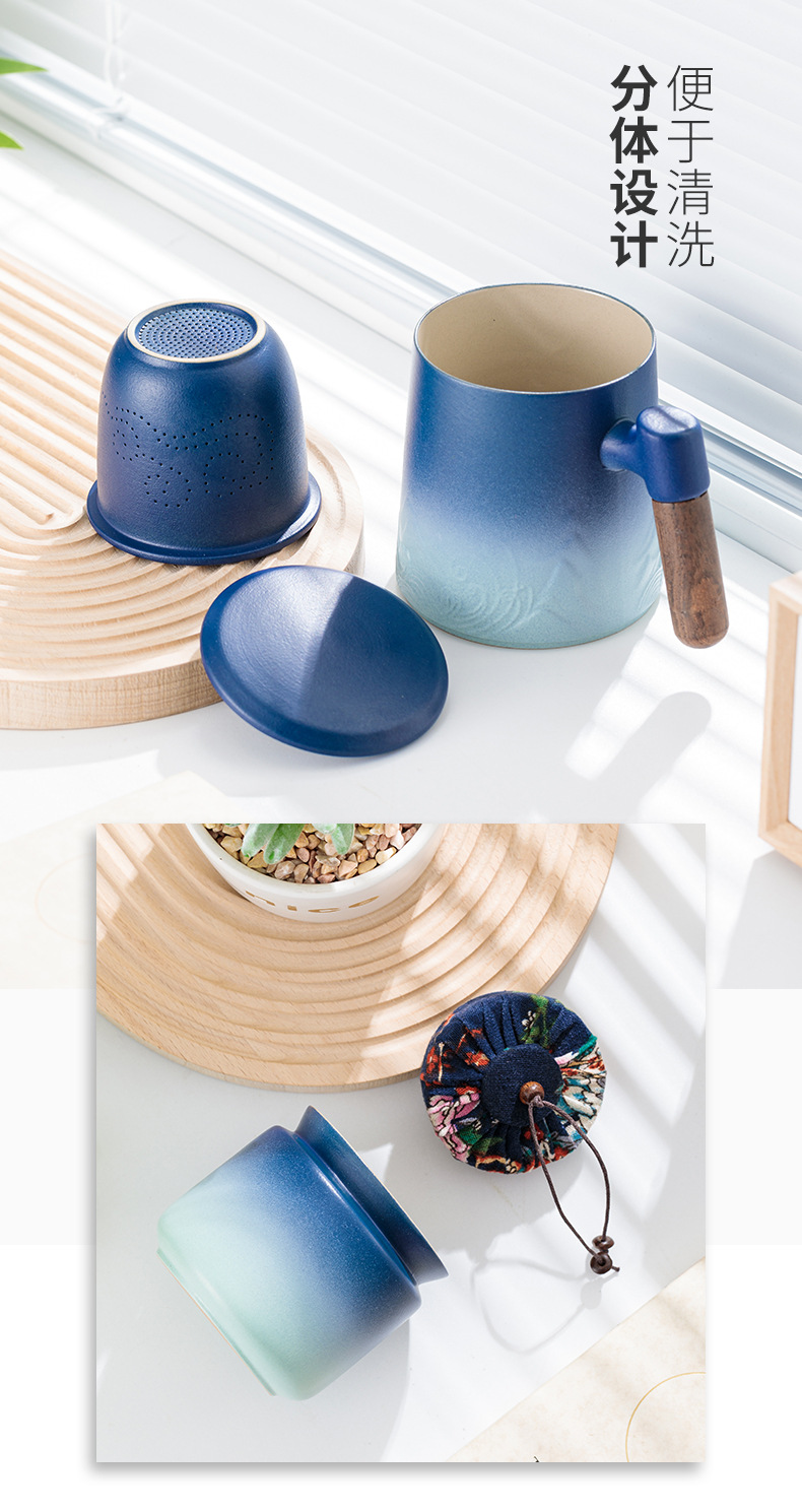 Qianli Jiangshan Ceramic Office Tea and Water Separation Cup, National Trend Yuanshan Mug, Business Opening Gift logo pic 8