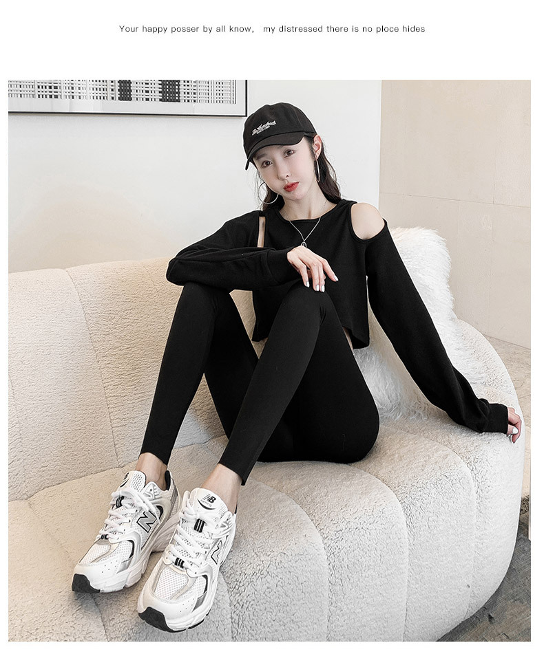 Spring and autumn shark skin leggings for women, high-waisted and large-sized yoga shark pants, autumn and winter fleece and thickened Barbie pants pic 35