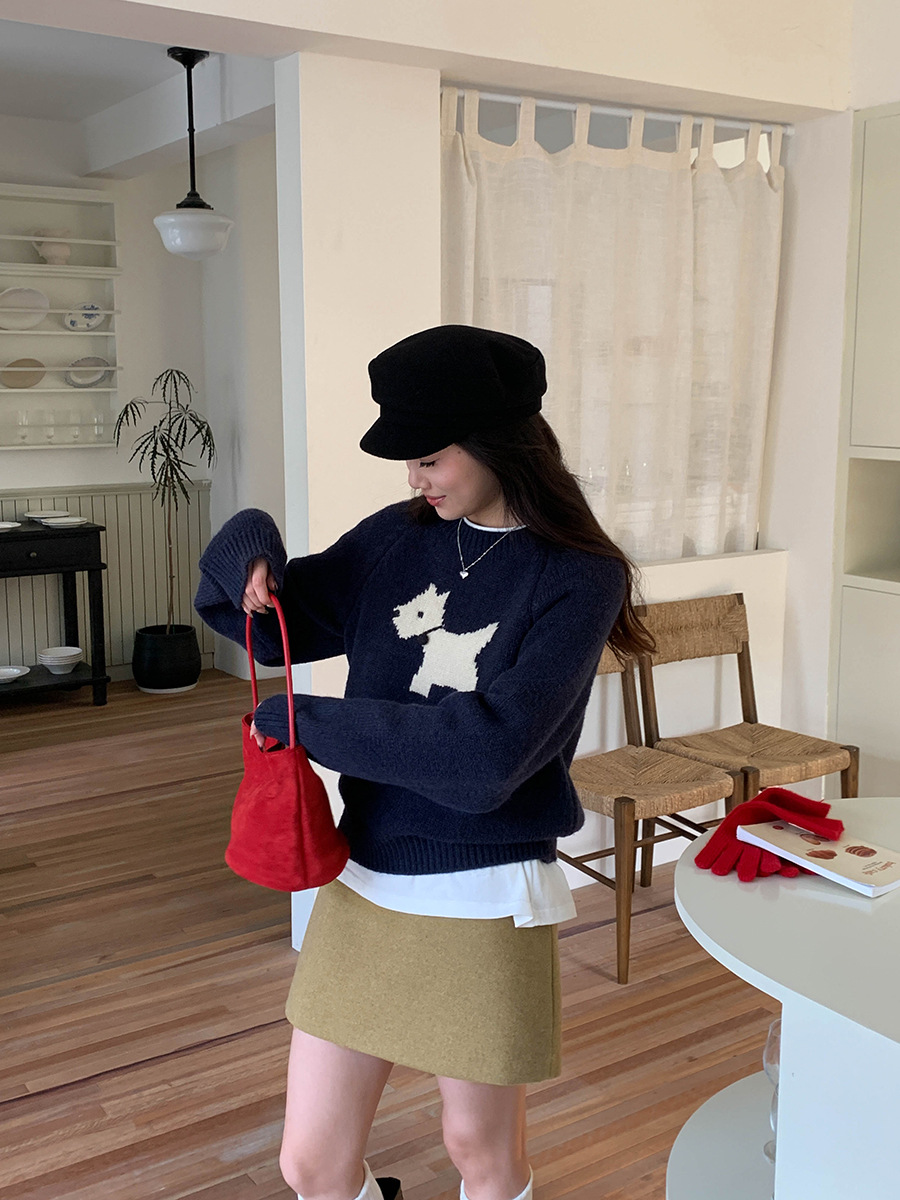 3th Morning North Island Park Korean Style Youthful Dog Embroidered Round Neck Pullover Sweater ZY2381 pic 76