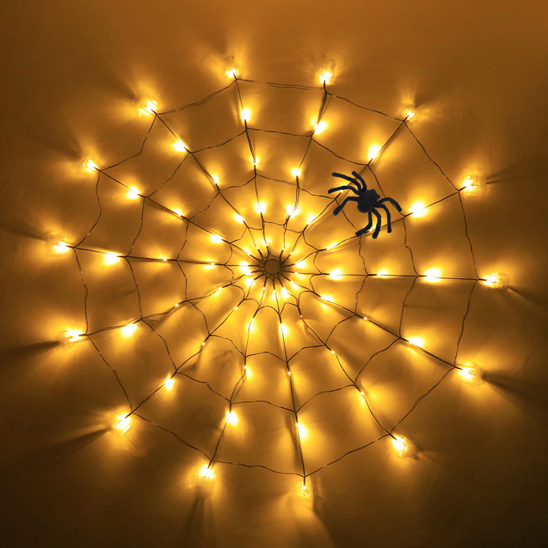 万圣节发光蜘蛛网灯led节日灯串鬼节恐怖墙壁氛围布置遥控灯跨境详情11