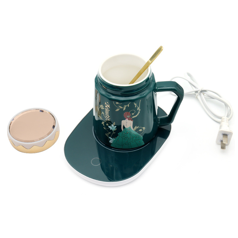 Ceramic insulated cup, 55-degree constant temperature cup, heating coaster, mirror cover, handle spoon set, high-end business gift box pic 6