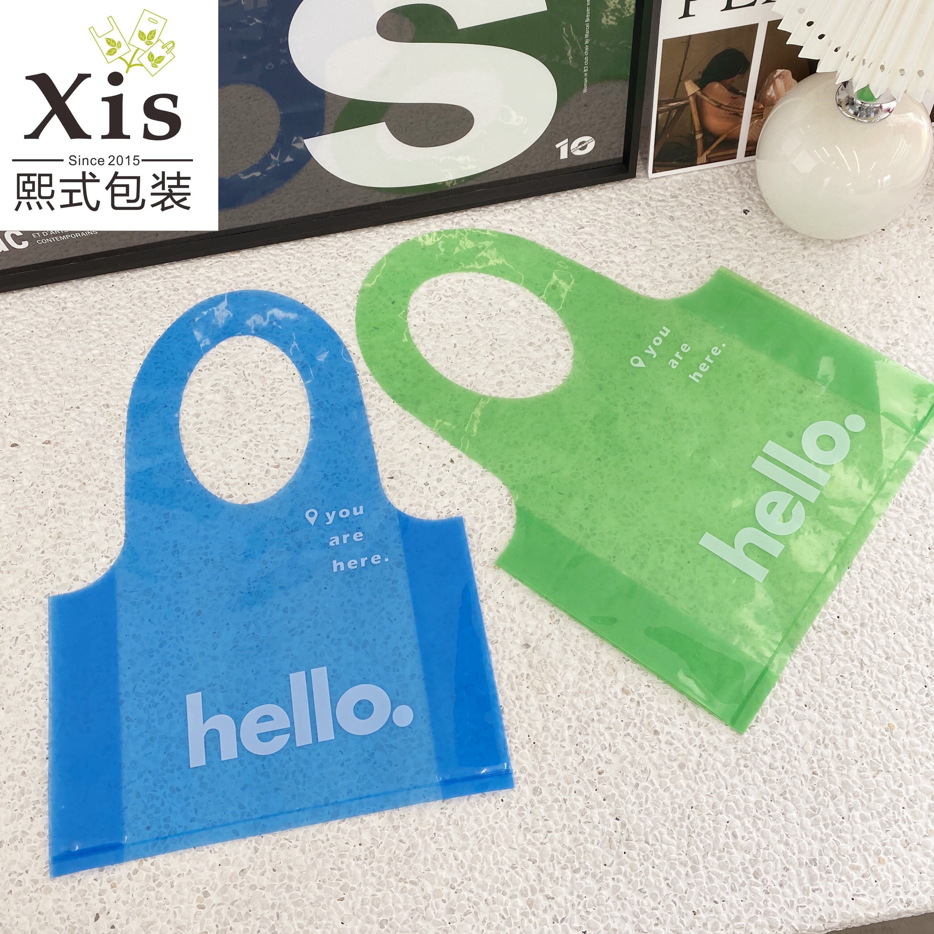 个性加厚服装手提袋大号塑料袋商场购物袋透明颜色包装袋礼品袋子详情15