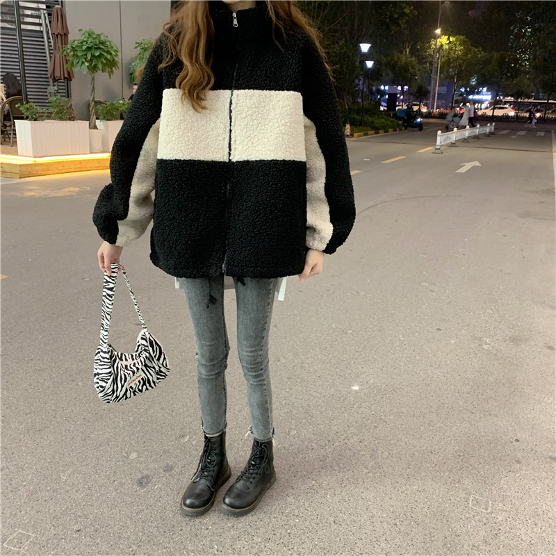 设计感小众加绒加厚羊羔毛爆款卫衣女秋冬宽松外套ins潮详情22
