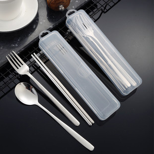 便携不锈钢餐具三件套公司活动礼品印刷logo学生叉子勺子筷子套装详情10