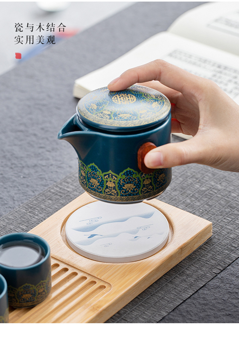 Tea set, home living room gift box, modern and simple kung fu ceramic teapot, tea tray and tea cup complete set pic 15