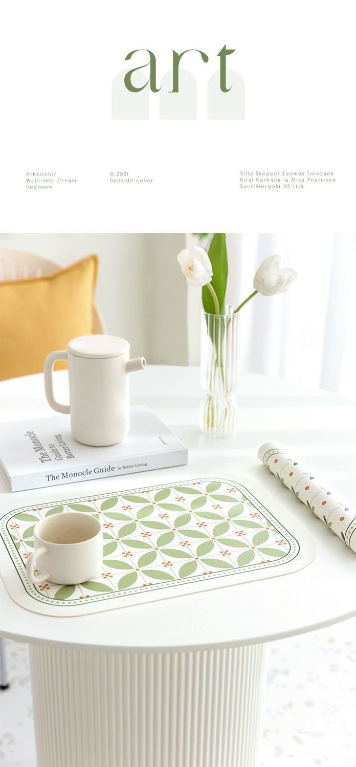 The rectangular, modern, light luxury, waterproof, oil-proof, simple and heat-insulating placemats and coasters in a fresh and green ins style pic 2