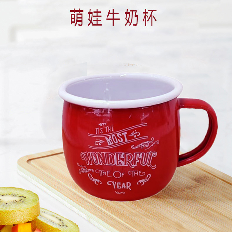 Christmas milk cups, colored enamel cups, high-end festival promotion gifts, creative mugs, enamel cups, factory direct sales pic 1
