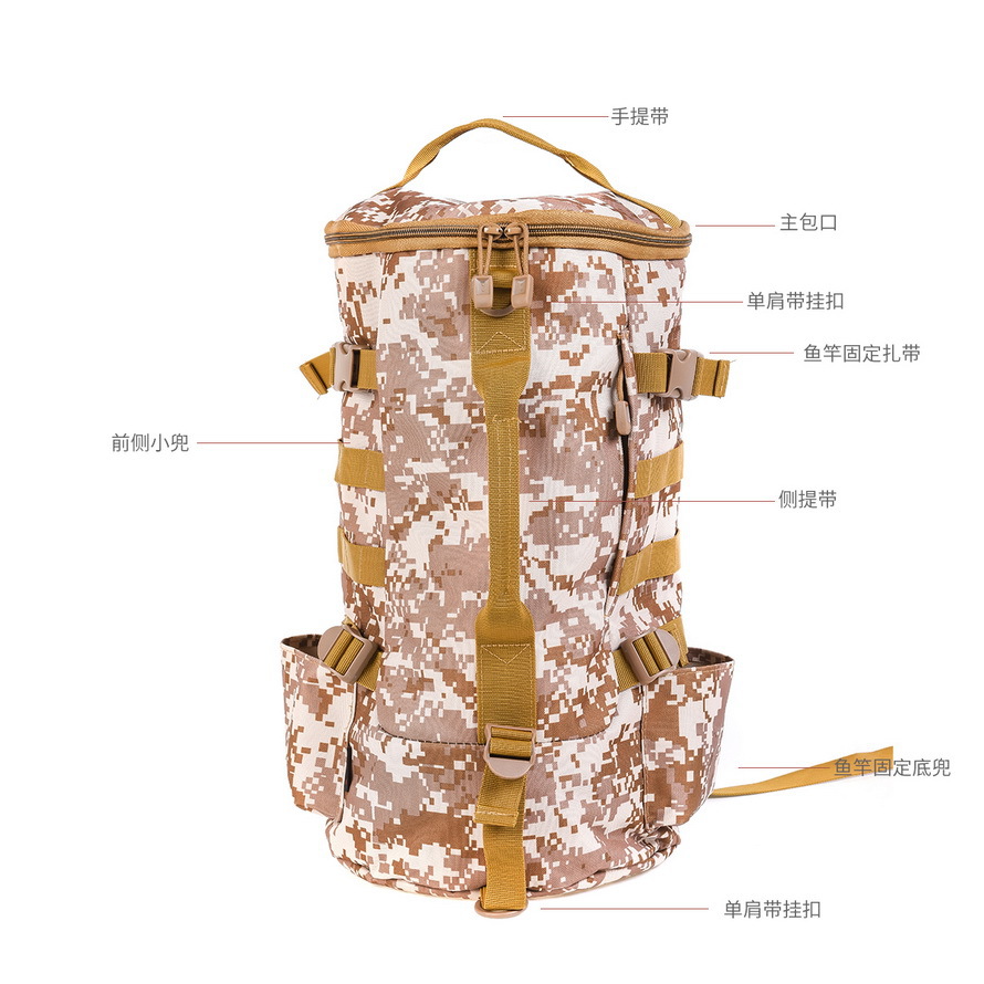 28085 LEO [Cylindrical Fishing Gear Backpack] Cylindrical Fishing rod Bag, Lull Outdoor Crossbody bag Export wholesale pic 21
