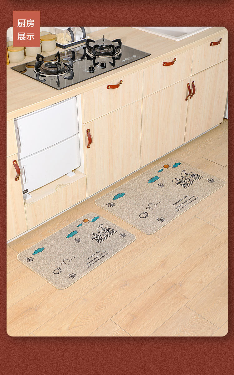 ins creative rubber linen floor mat, thickened carpet, anti-slip mat for bathroom, living room, door mat for kitchen pic 9