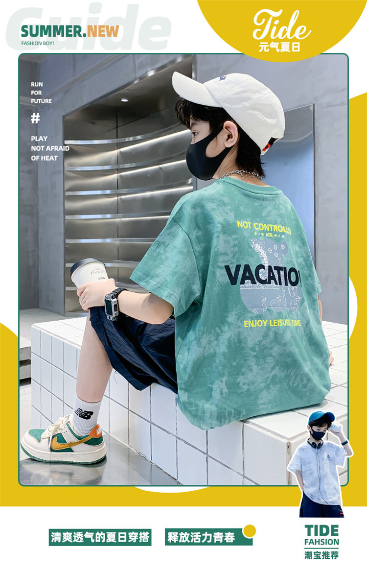 男童短袖t恤夏装2024新款男孩夏季半袖体恤纯棉大童帅气潮牌儿童详情1
