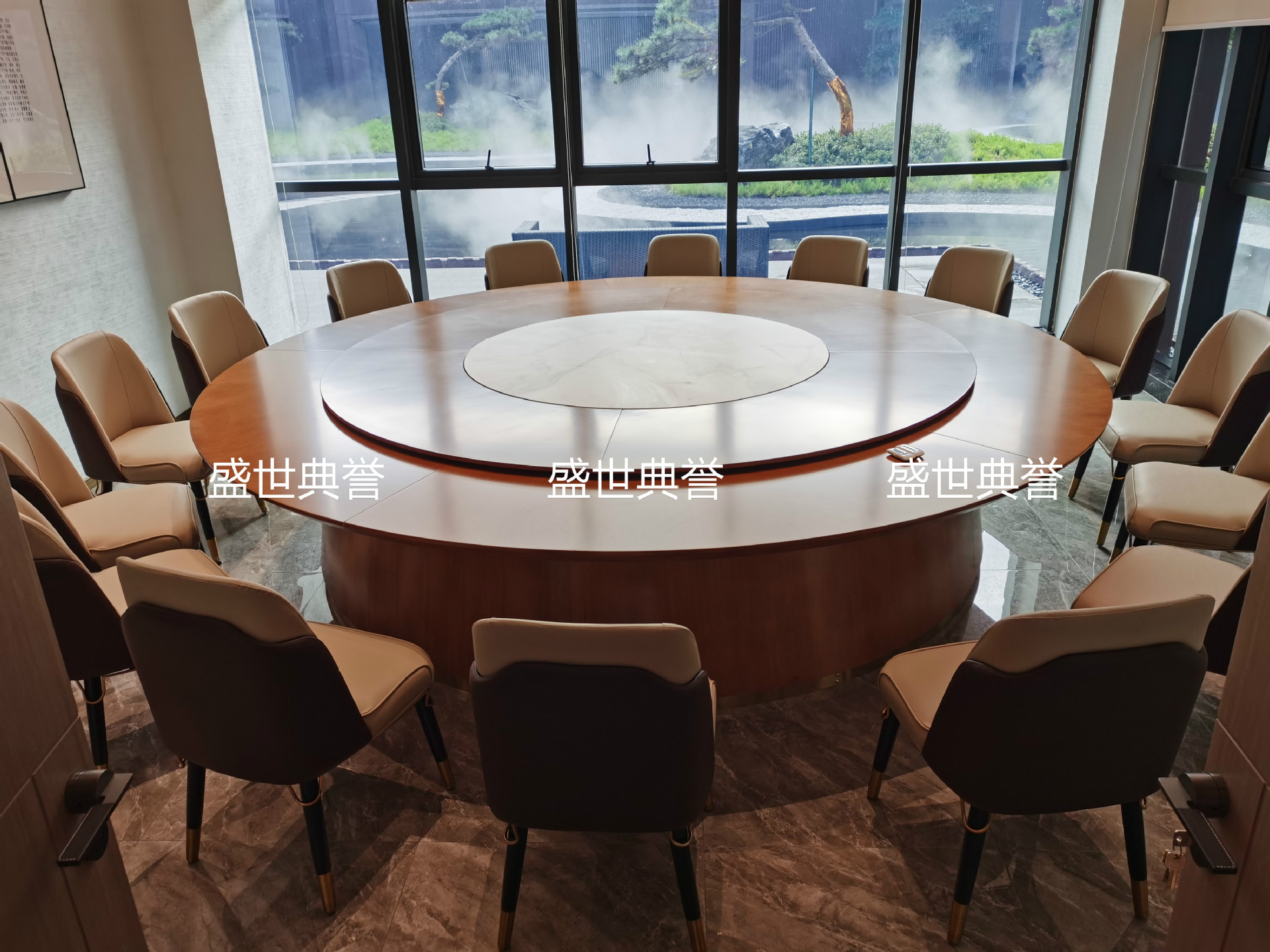 Nantong Seafood Hotel solid wood dining table, restaurant luxury private room, light luxury electric round table, club electric revolving table pic 22