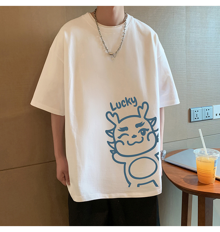 短袖t恤男夏季2024新款卡通印花纯棉半袖宽松潮流情侣休闲体恤衫详情23