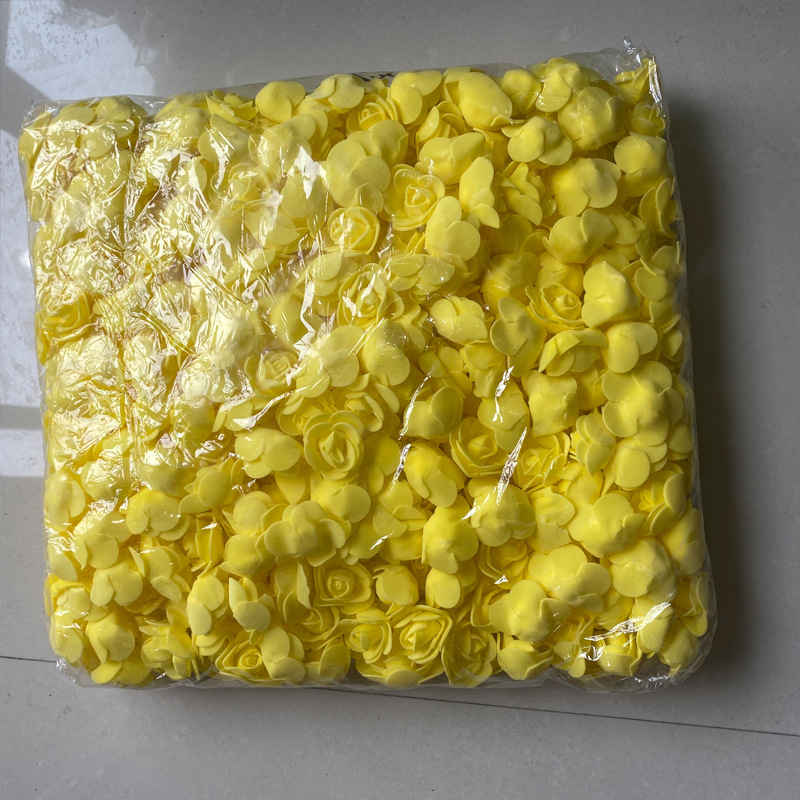 外贸3.5cm泡沫花玫瑰花pe花头 diy材料包辅料配件环喜糖盒小花朵详情13