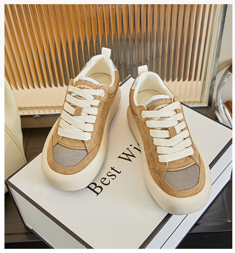 真皮做旧小白鞋女2025春季新款厚底板鞋休闲百搭星星女鞋复古单鞋详情33