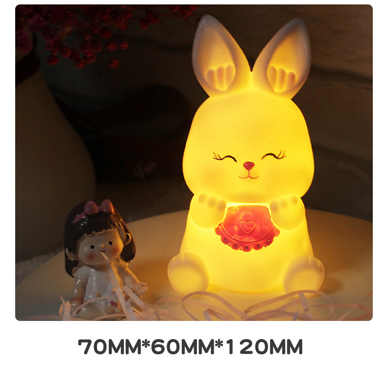 创意卡通可爱兔子小夜灯儿童卧室床头夜用台灯夜市地摊灯饰批发详情10