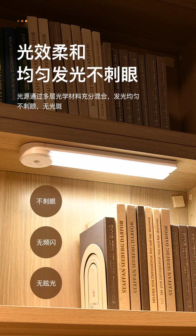 跨境新款橱柜灯带折叠自动人体感应灯衣柜子酒柜长条灯条磁吸壁灯详情8