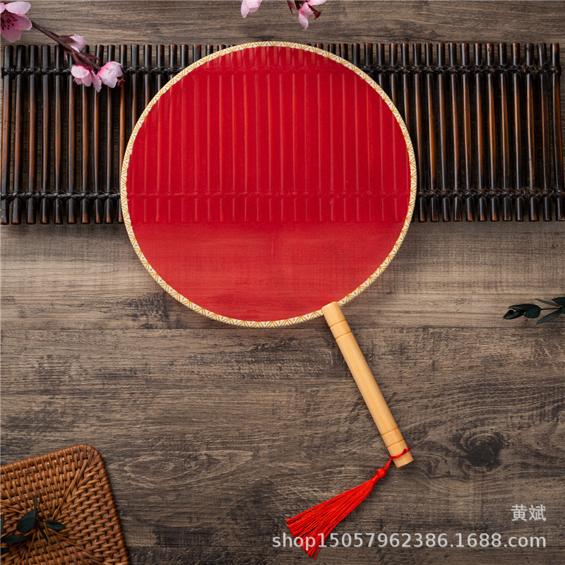 DIY手绘圆形空白扇子宫扇蒲扇团扇真丝扇高级书法绘画扇批发详情10