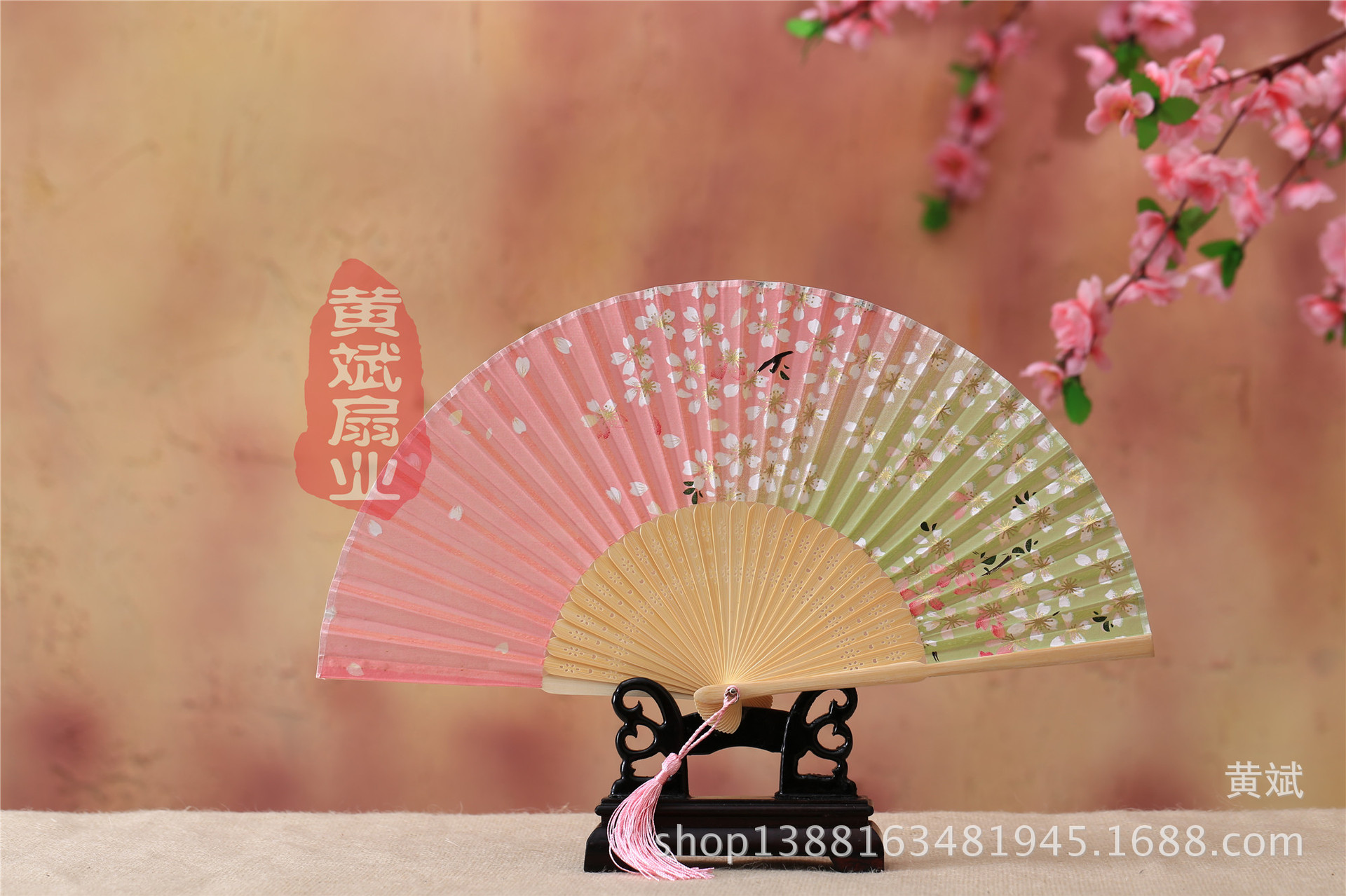 古风古典礼品真丝竹扇子日式和风扇樱花扇 折扇批发 舞蹈道具扇详情4