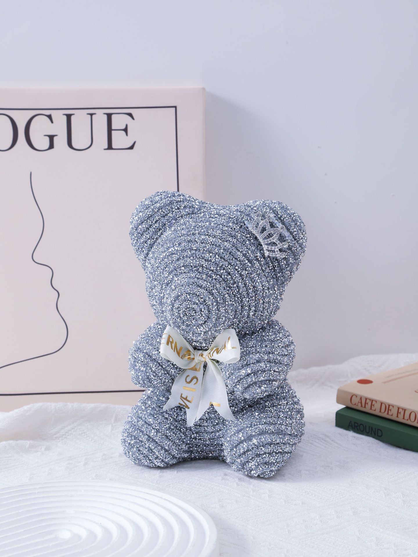 亚马逊水晶钻石熊 水钻熊泡沫花玫瑰熊七夕情人节礼物玫瑰熊礼盒详情13