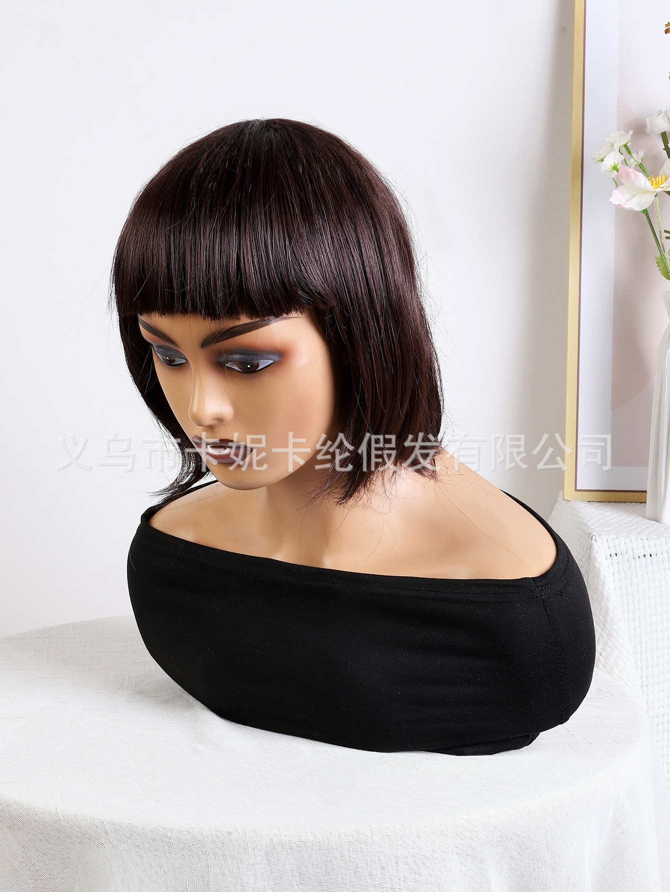 10 pulgadas mujer peluca bobble qi franja mecanismo fibra química crimson estudiantes nuevo wholesale wigs pic 7