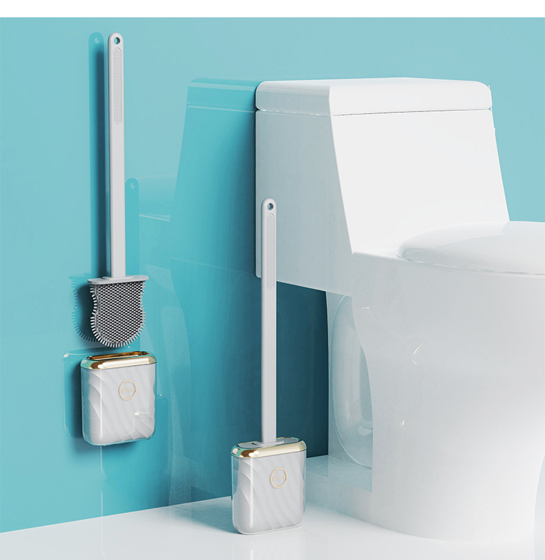 The new popular silicone toilet brush is a perfect tool for cleaning toilets without any blind spots. It is a wall-mounted brush for home bathroom cleaning pic 19
