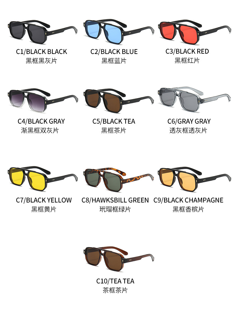 欧美新款方形时尚双梁墨镜太阳镜男跨境复古休闲驾驶商务潮流墨镜详情7