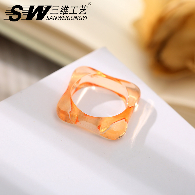 New creative macaron cold style girl ring, colorful diamond ring, geometric hip-hop ins ring wholesale pic 11