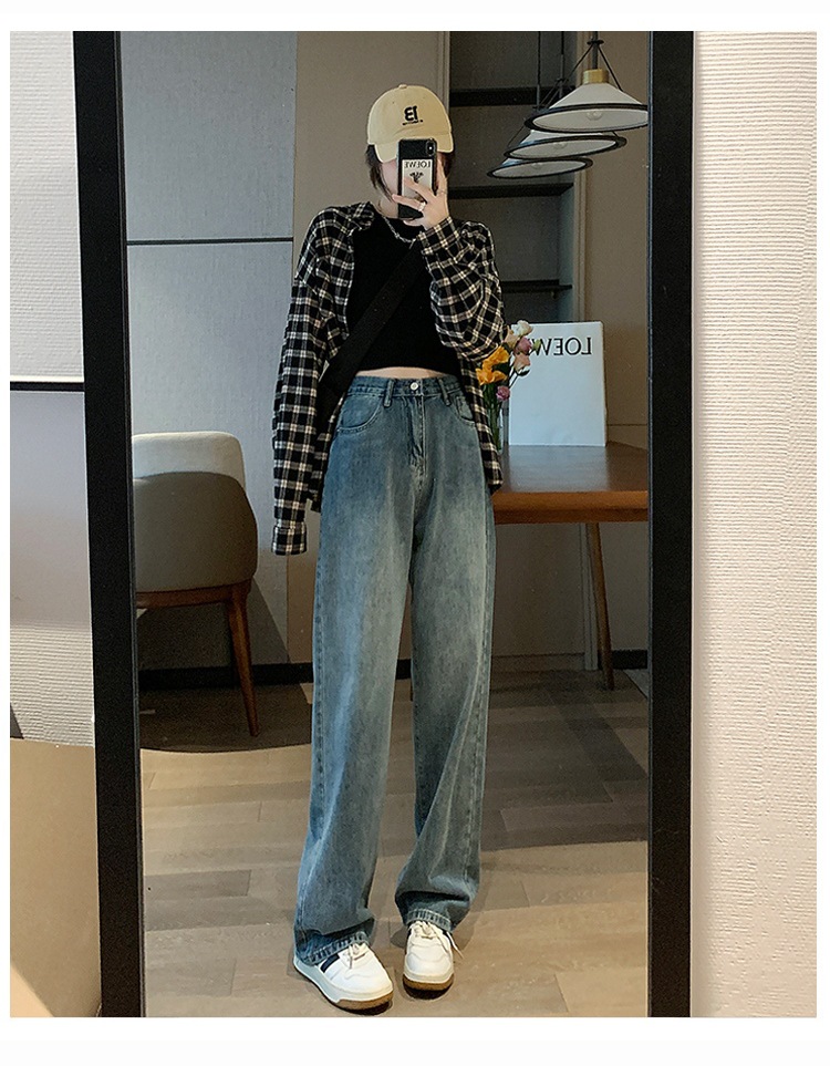 高腰阔腿牛仔裤女2022年夏季薄款显瘦百搭垂感直筒拖地裤子辣妹潮详情3