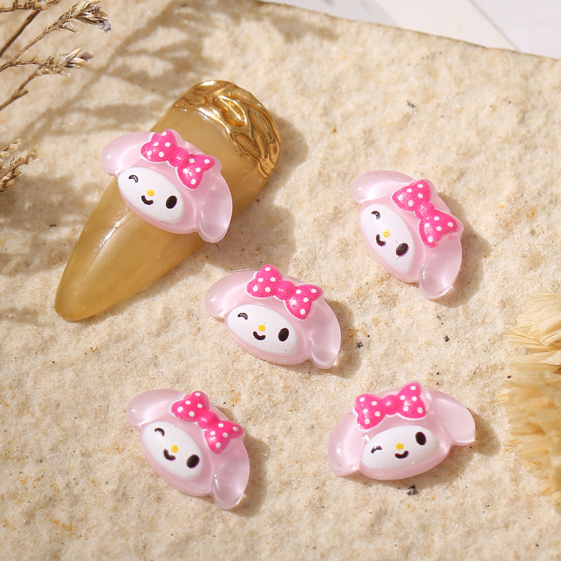 新美甲美乐蒂卡通透明彩色彩绘公仔可爱布丁狗小号雪玫丽树脂装饰详情6