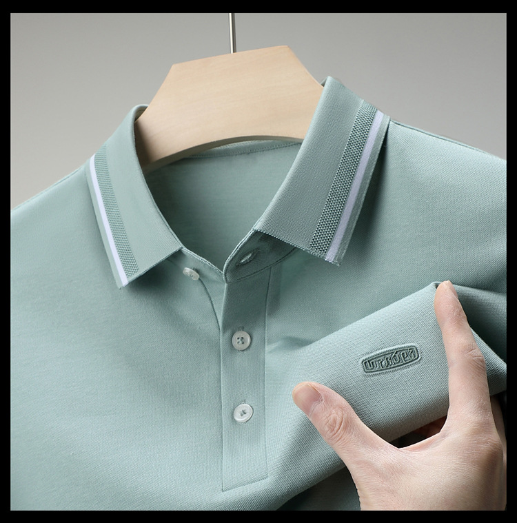 Lujo gran marca hombre morera seda manga corta polo verano 2024 nuevo medio y joven casual color sólido camiseta de gama alta pic 28