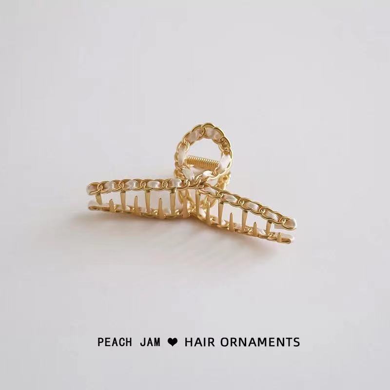 气质金属链条抓夹缠绕丝带发抓韩国ins 风鲨鱼夹发卡扎头发抓夹女详情7
