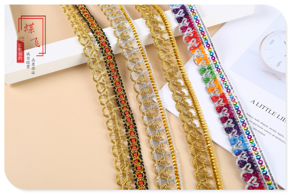 Butterfly single-sided and double-sided gold and silver wire woven lace ethnic costume performance costume accessories woven ribbon decoration pic 6