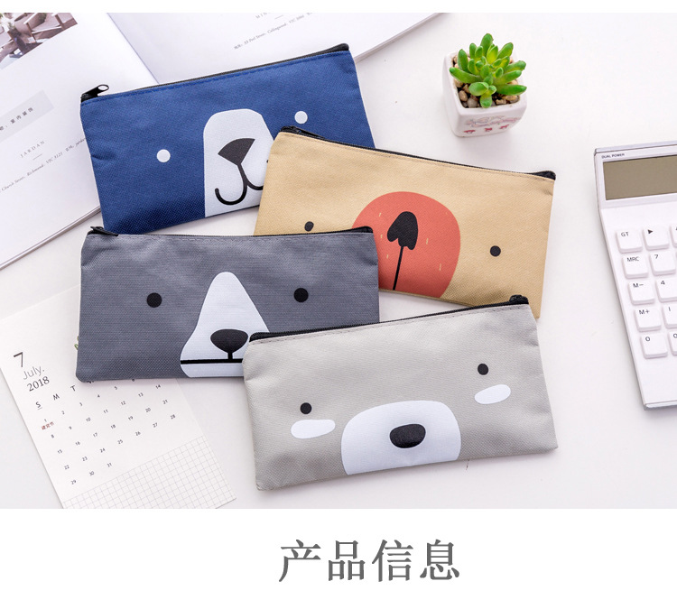 Bolsa de lápiz de lona de dibujos animados creativa tela de oxford de alta calidad bolsa de papelería simple papelería estudiantil bolsa de pluma de plomo venta directa de fábrica pic 2