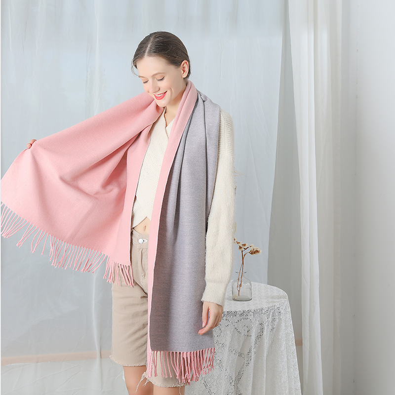 Double-sided scarf for women in autumn and winter 2023, thickened and warm shawl, cashmere scarf for men in winter, wool scarf pic 7
