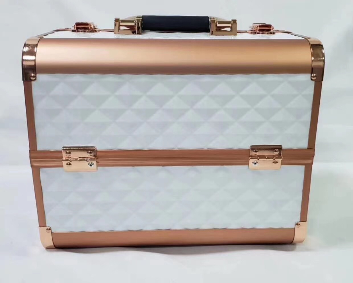 Factory wholesale double-opening two-layer color aluminum makeup boxes, nail and tattoo toolboxes, and cosmetic storage boxes in stock pic 3