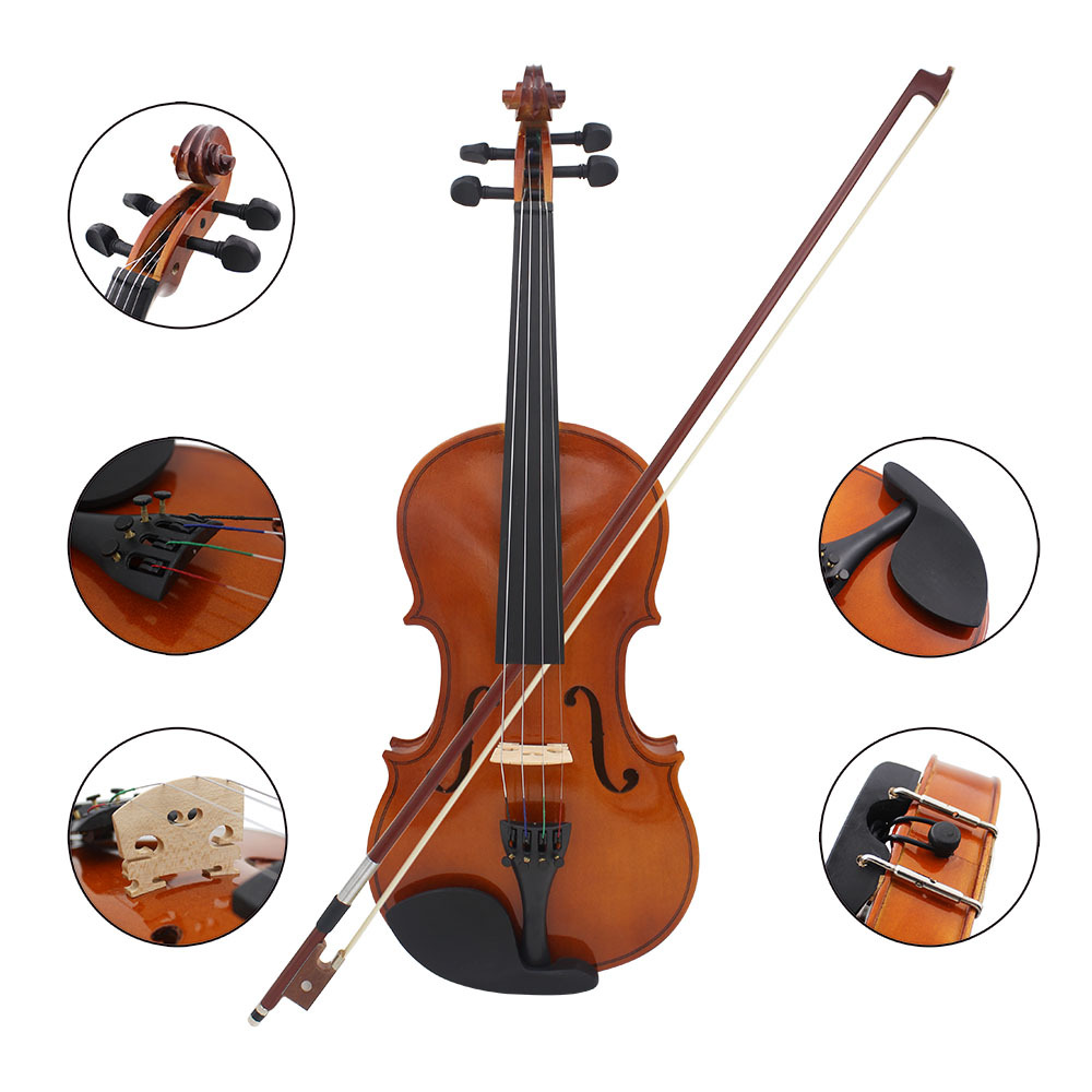 Factory wholesale wooden violins, solid wood popularization of violins, beginners to practice violins, free grand violin cases, Musical Instruments pic 2