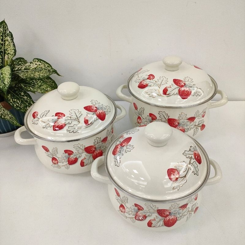811D three-piece set, thickened and raised anti-overflow enamel pot, 20-24cm soup pot pic 6