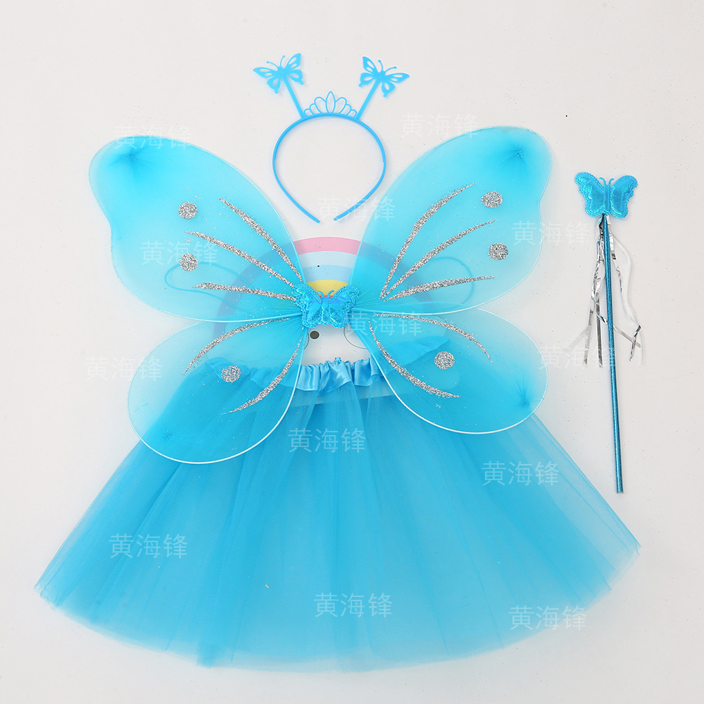 蝴蝶翅膀四件套 儿童蓬蓬裙套装 天使翅膀背饰仙女棒头箍现货批发详情7