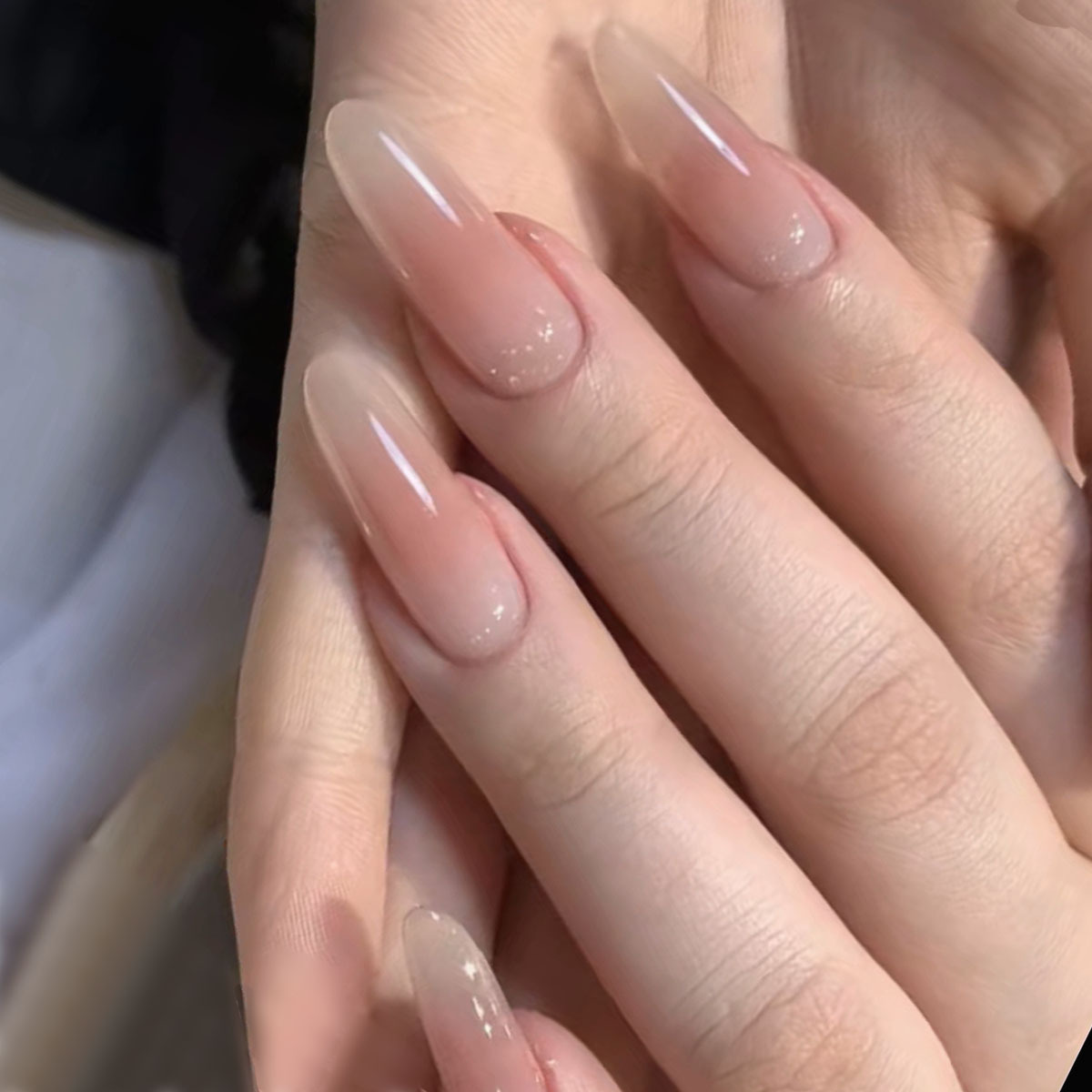 Wholesale of semi-finished finished peach blush nail pads, prefabricated nail pads, wearable nail pads, coded nail patches, gradient false nails pic 19