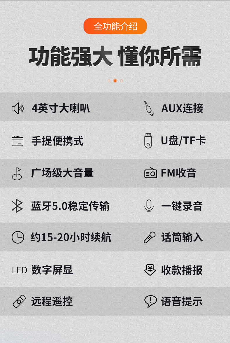 The new RX-4207A/B/C dual 4-inch speaker portable multi-functional Bluetooth speaker for outdoor mobile card insertion pic 3