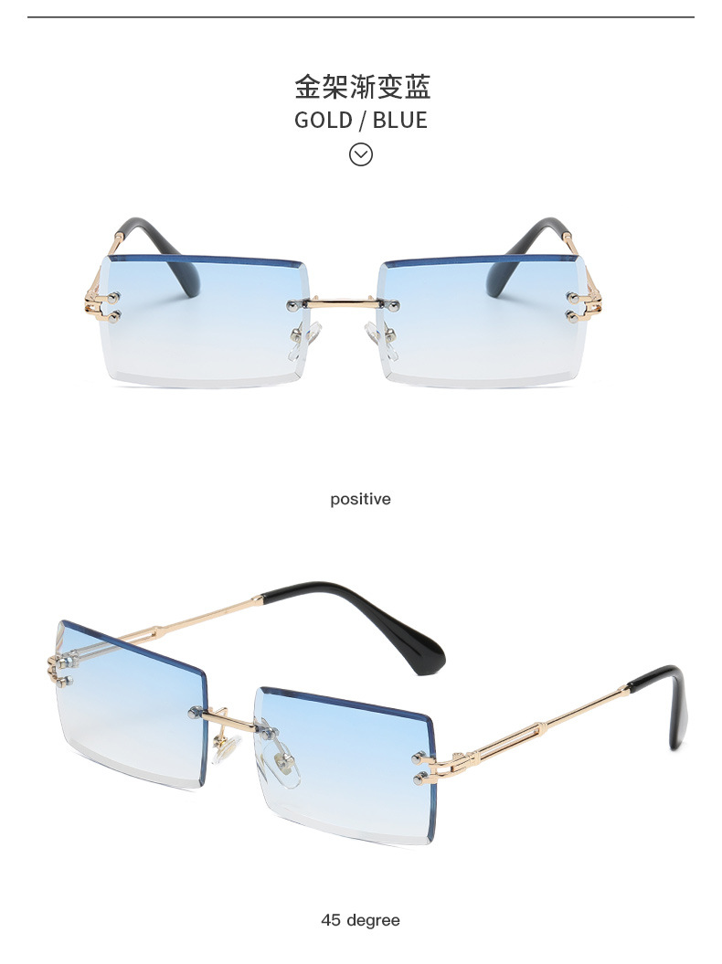 New frameless trimmed square gradient ocean sunglasses, European and American fashion, Instagram-popular street style sunglasses pic 24